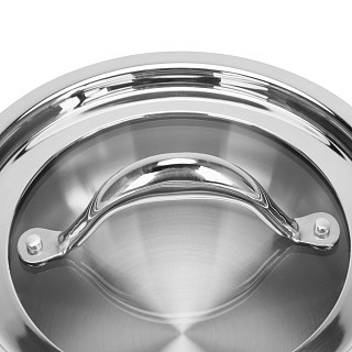 Ковш Fissman ABSOLUTE PRO 16x7,5 см/1,5 л со стеклянной крышкой нержавеющая сталь (5544)