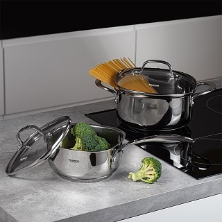 Кастрюля Fissman EXCLUSIVE PRO 20x10 см/3,0 л со стеклянной крышкой нержавеющая сталь (5541)