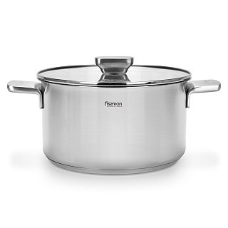 Каструля Fissman PREMIUM ONE 24x13 см / 5,4 л зі скляною кришкою нержавіюча сталь (15092)