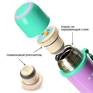 Термос дитячий для чаю Fissman 480 мл чорний Кошеня (9694)