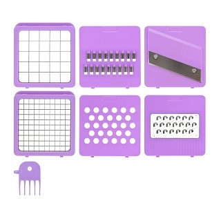 Овощерезка с теркой и контейнером Fissman 27x12x8 см - набор из 11 предметов нержавеющей стали (18643)