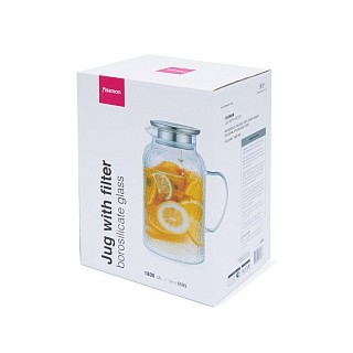 Глечик для холодних та гарячих напоїв Fissman з фільтром 1800 мл жаростійке скло (6589) Глечик для холодних та гарячих напоїв Fissman з фільтром 1800 мл жаростійке скло (6589)