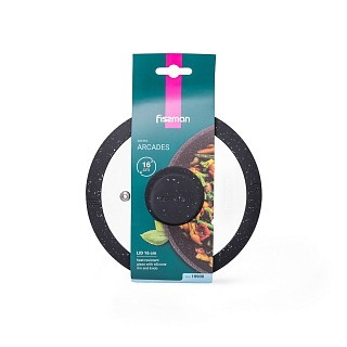 Крышка Fissman 16 см ARCADES с "мраморным" силиконовым ободком цвет черный (19900) Крышка Fissman 16 см ARCADES с "мраморным" силиконовым ободком цвет черный (19900)