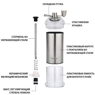 Кофемолка ручная Fissman 16 см (8253) Кофемолка ручная Fissman 16 см (8253)