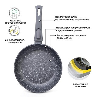 Сковорода для жарки Fissman ROCK STONE 20x4,5 см (4362)