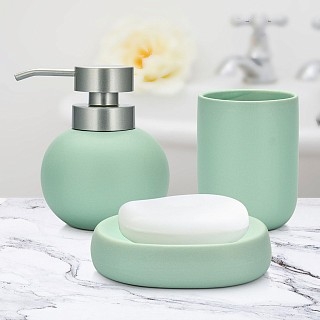 Дозатор жидкого мыла Fissman 300 мл, стакан 290 мл и мыльница в наборе (9507) Дозатор жидкого мыла Fissman 300 мл, стакан 290 мл и мыльница в наборе (9507)