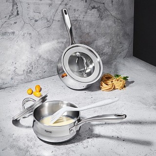 Ковш Fissman ABSOLUTE PRO 16x7,5 см/1,5 л со стеклянной крышкой нержавеющая сталь (5544)