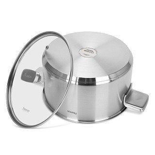 Кастрюля Fissman PREMIUM ONE 24x13 см/5,4 л со стеклянной крышкой нержавеющая сталь (15092)