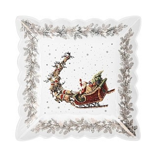 Блюдо Fissman CHRISTMAS квадратне 22,5х22,5 см з різбленою кромкою порцеляна (14018)