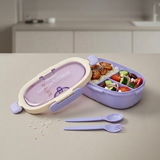 Ланч-бокс Fissman с тремя отделениями 21,5х14,5х7 см 850 мл, цвет фиолетовый пластик (16753)