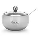 Цукорниця 350 мл Fissman зі скляною кришкою і ложкою нержавіюча сталь (5872)