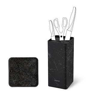 Подставка Fissman для кухонных ножей 10x10x22 см, цвет ЧЕРНЫЙ МАРМУР пластик (12883) Подставка Fissman для кухонных ножей 10x10x22 см, цвет ЧЕРНЫЙ МАРМУР пластик (12883)