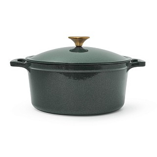 Каструля Fissman LE MANS GREEN 24x11,5 см / 4,5 л. з кришкою емальований чавун (4155)