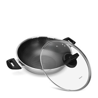 Cковорідка Fissman вок IRON CHEF 28x8,5 см / 3,54 л зі скляною кришкою (5456)