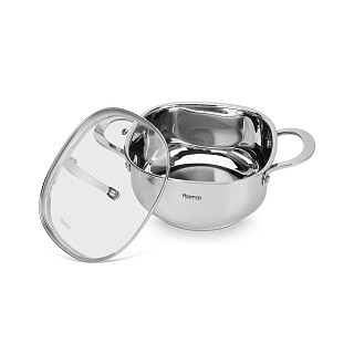 Кастрюля Fissman EXCLUSIVE PRO 20x10 см/3,0 л со стеклянной крышкой нержавеющая сталь (5541)