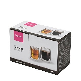 Комплект из двух стаканов Fissman BONBON 350 мл жаропрочное стекло с двойными стенками (6448)