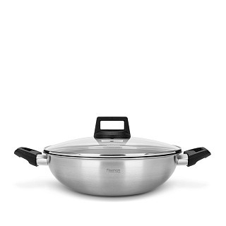 Cковорідка Fissman вок STEEL PRO 28x8,5 см / 3,54 л зі скляною кришкою (5459) Cковорідка Fissman вок STEEL PRO 28x8,5 см / 3,54 л зі скляною кришкою (5459)