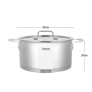 Каструля Fissman FOBUS 24x12 см /5,4 л  із скляною кришкою (5384) Каструля Fissman FOBUS 24x12 см /5,4 л  із скляною кришкою (5384)