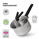 Ківш Fissman ELIZ 16x9 см/1,7л. зі скляною кришкою нерж. сталь (5316)