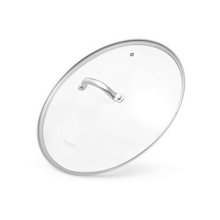 Глубокая сковорода Fissman AETERNUM 28x7,5 см со стеклянной крышкой нержавеющая сталь (15107)