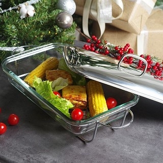 Прямоугольный мармит Fissman 39,5x24x6,5 см/4,0 л жаростойкое стекло (6047)