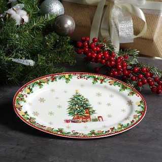 Блюдо Fissman NEW YEAR 30,8х21,2 см фарфор овальне (13809)