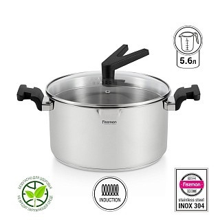 Кастрюля Fissman ELIZ 24x13 см/5,6 л. со стеклянной крышкой нерж. сталь (5319) Кастрюля Fissman ELIZ 24x13 см/5,6 л. со стеклянной крышкой нерж. сталь (5319)
