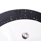 Крышка Fissman 22 см ARCADES с "мраморным" силиконовым ободком черный цвет стекло (19902)