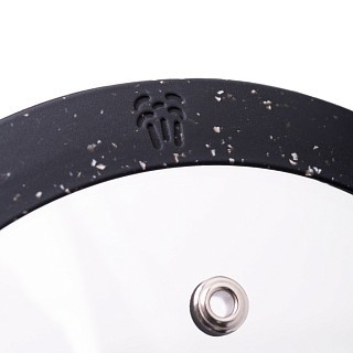 Крышка Fissman 22 см ARCADES с "мраморным" силиконовым ободком черный цвет стекло (19902)