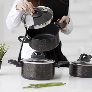 Каструля Fissman PROMO 24x11см / 4,6л зі скл. кришкою з індукц. Дном (14993)