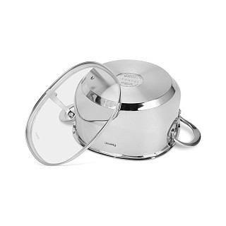 Кастрюля Fissman EXCLUSIVE PRO 24x12 см/5,3 л со стеклянной крышкой нержавеющая сталь (5542)