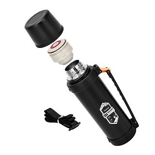 Термос Fissman 1500 мл черный нержавеющая сталь (9869)