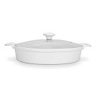 Овальна форма для запікання Fissman 28х22,5х 6,5 см / 1,6 л. зі скляною кришкою порцеляна (14158)