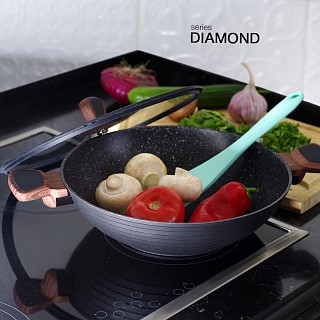 Вок Fissman DIAMOND GREY 3,6 л зі скляною кришкою (14302) Вок Fissman DIAMOND GREY 3,6 л зі скляною кришкою (14302)