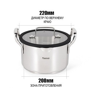 Кастрюля Fissman FABIA 22x12,5 см 4,5л. со стеклянной крышкой нержавеющая сталь (5267)