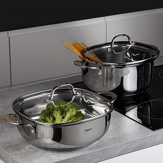 Сотейник Fissman EXCLUSIVE PRO 26x9 см/4,6 л со стеклянной крышкой нержавеющая сталь (5543)