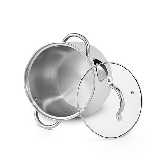 Кастрюля Fissman FAVIO 18x16 см 4,0л со стеклянной крышкой нержавеющая сталь (5523)
