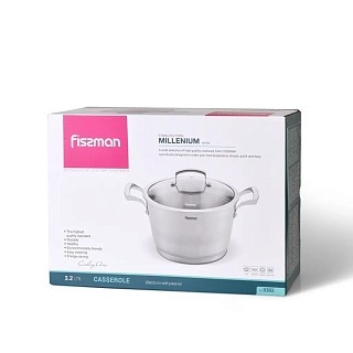 Каструля Fissman MILLENIUM 20x12 см / 3,2л зі скляною кришкою (5363) Каструля Fissman MILLENIUM 20x12 см / 3,2л зі скляною кришкою (5363)