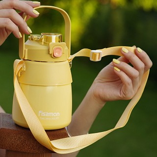 Термос Fissman 800 мл, колір ЖОВТИЙ нержавіюча сталь (9865)