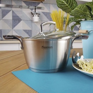 Каструля Fissman MILLENIUM 20x12 см / 3,2л зі скляною кришкою (5363) Каструля Fissman MILLENIUM 20x12 см / 3,2л зі скляною кришкою (5363)