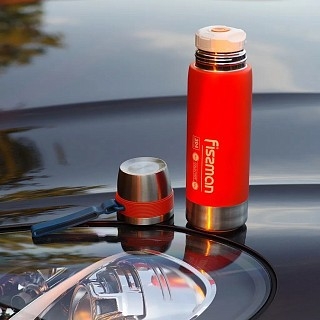 Термос Fissman 600 мл цвет оранжевый нержавеющая сталь (9876)