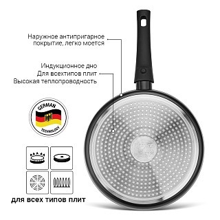 Глибока сковорідка Fissman OFELIA 28x7,5 см зі знімною ручкою (14253)