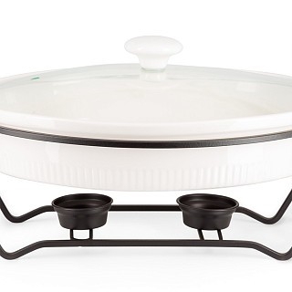 Мармит овальный Fissman 31x25,5x6,5 см / 2,1 л фарфор (14160)