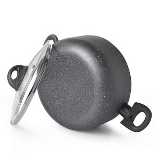 Каструля Fissman MOON STONE 24x11 см / 4,9 л зі скляною кришкою (4409)