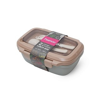 Ланч-бокс Fissman с двумя отделениями 19,7х14х8,2 см 850 мл, цвет коричневый пластик (16752)