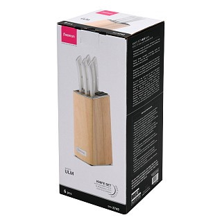 Набор ножей Fissman 6 предметов ULM в деревянной подставке со встроенным точилом (2743)