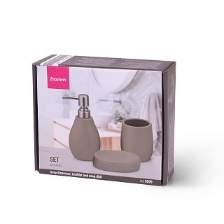 Дозатор рідкого мила Fissman 300 мл, стакан 400мл і мильниця в наборі (9509)