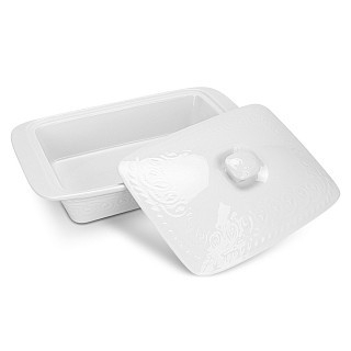 Форма для запікання Fissman прямокутна з кришкою PARMIGIANO 335х215х72 см / 21 л порцеляна (13706)