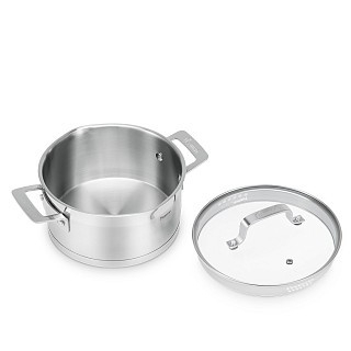 Каструля Fissman FOBUS 20x10 см 3,1 л із скляною кришкою нержавіюча сталь (5387)