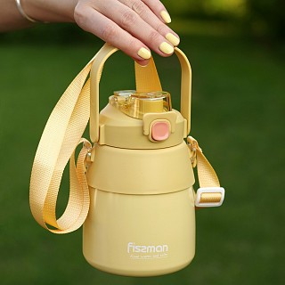 Термос Fissman 800 мл, цвет ЖЕЛТЫЙ нержавеющая сталь (9865)